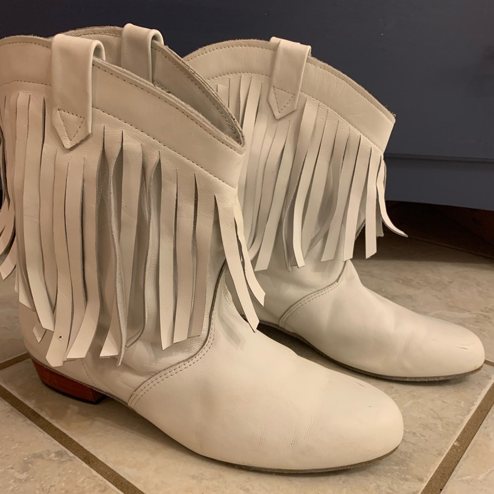 Vintage Short White Cowboy Boots